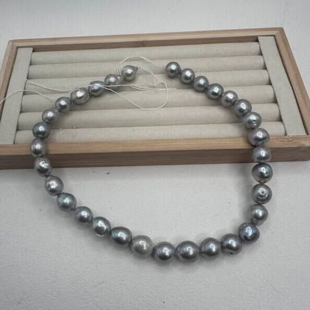 16" Big Edison Gray Freshwater DIY Pearl Bead Strand